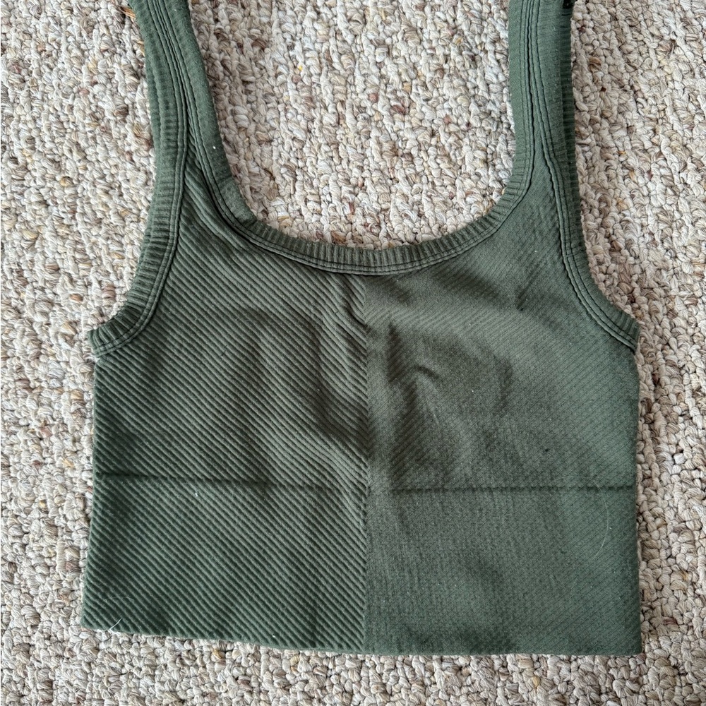 Green Ribbed Tank Top